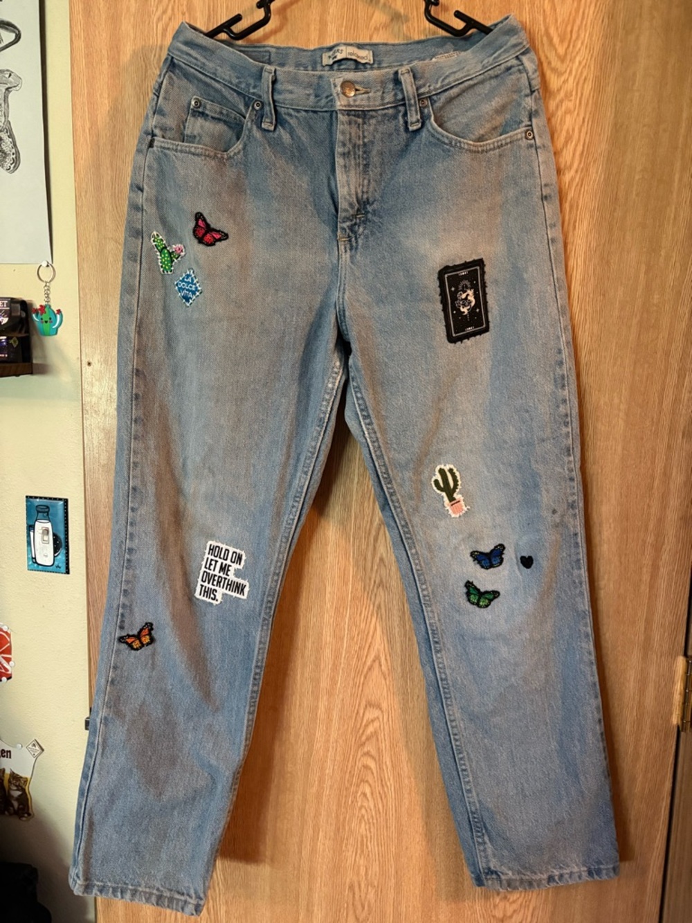 Light Blue Embellished Women’s Jeans with Patches